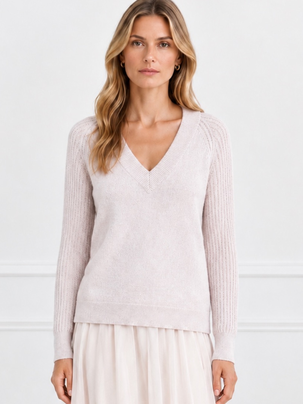 Rag & Bone 100% Cashmere Sweater Ballet Pink Fisherman Rib Small